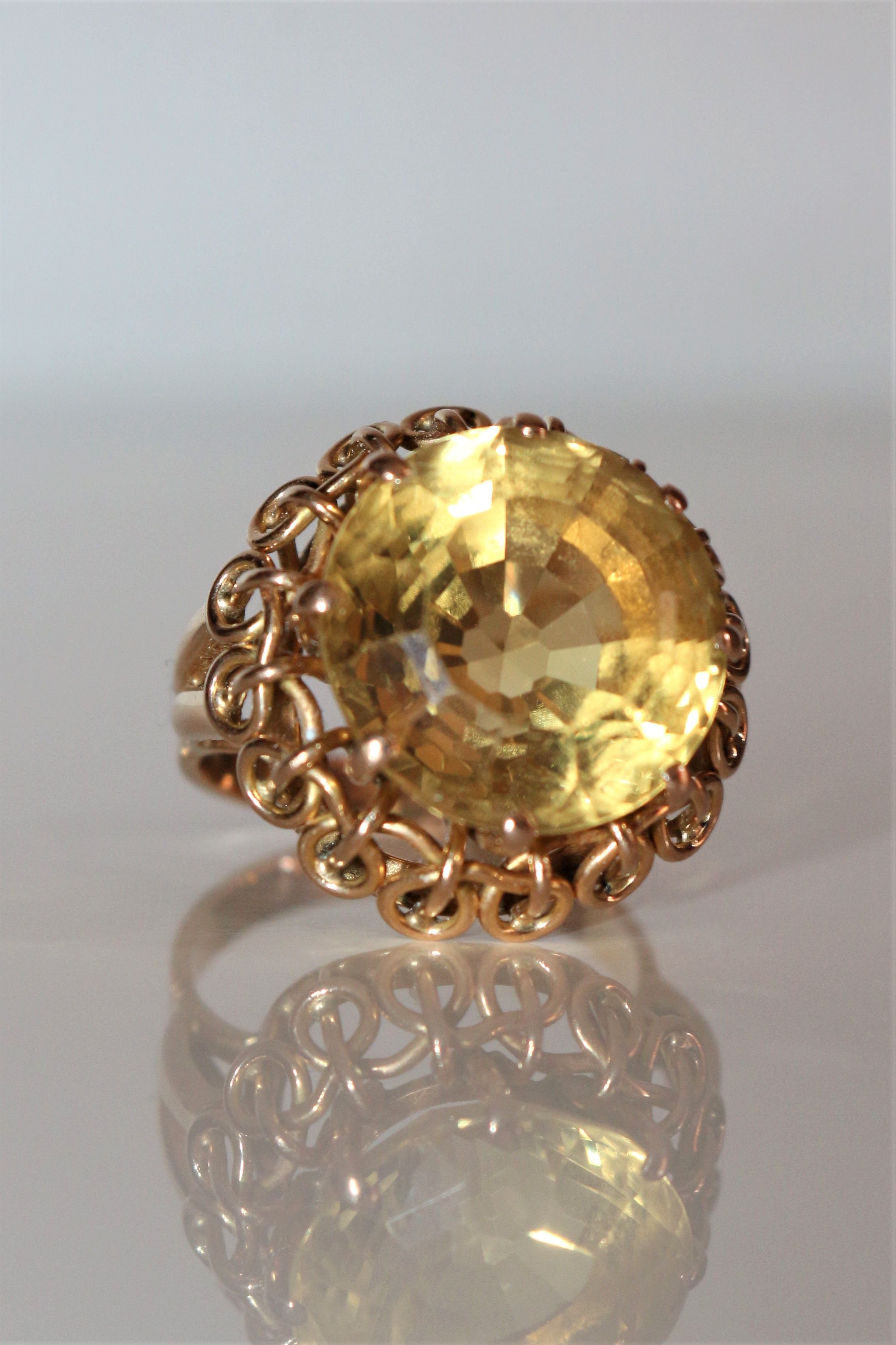 Bague Cocktail Citrine Or Jaune