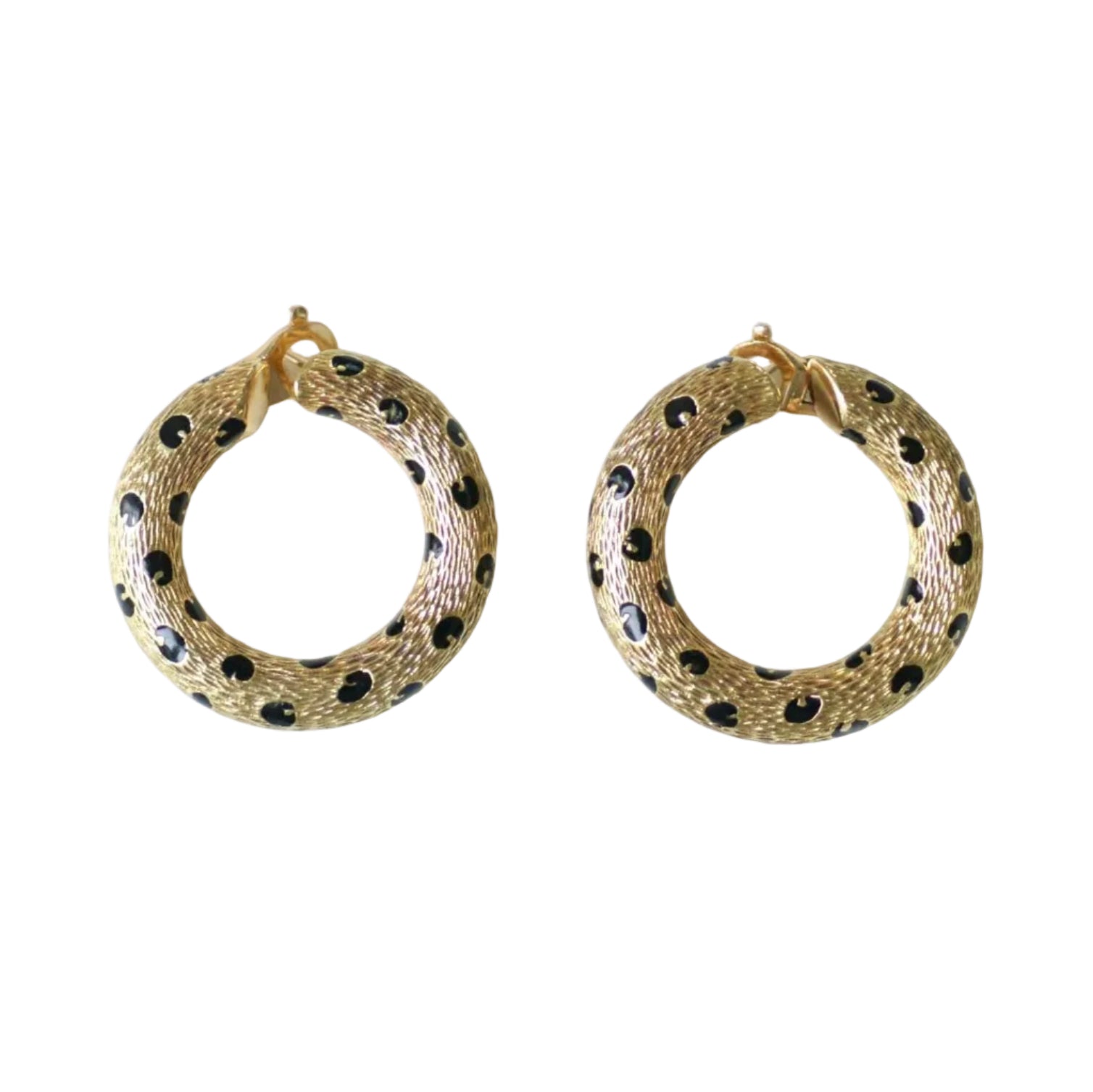 Boucles d'oreilles FRED Pattes de panthère créoles en or jaune et émail noir