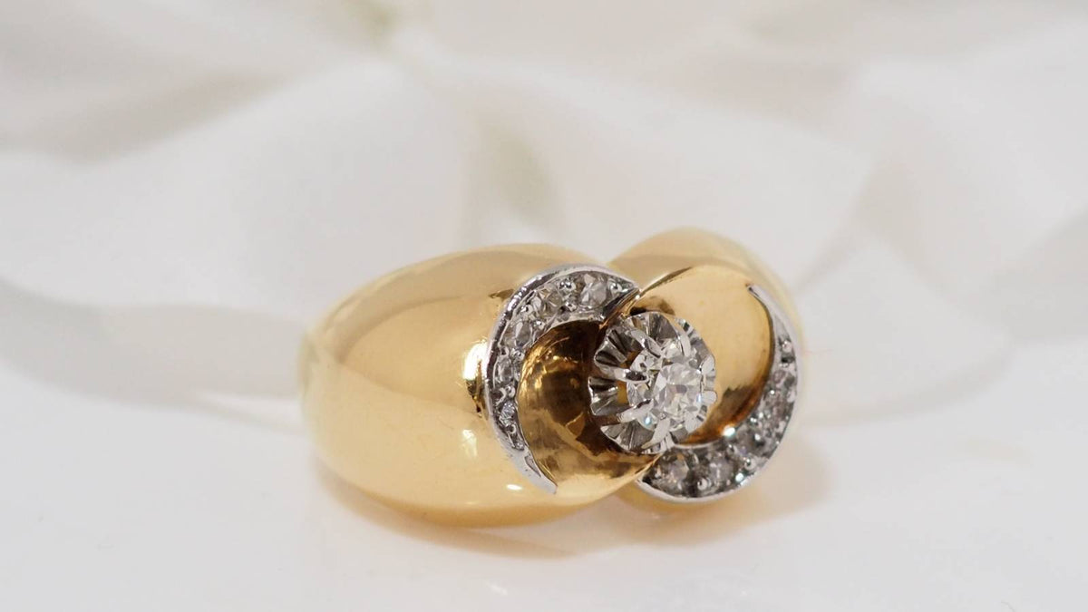 Yellow gold and diamond ring