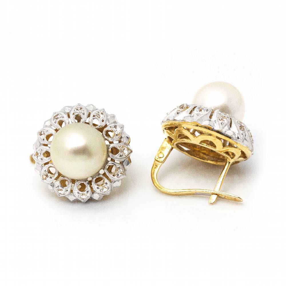 Boucles d'oreilles PLATIN avec perles et diamants