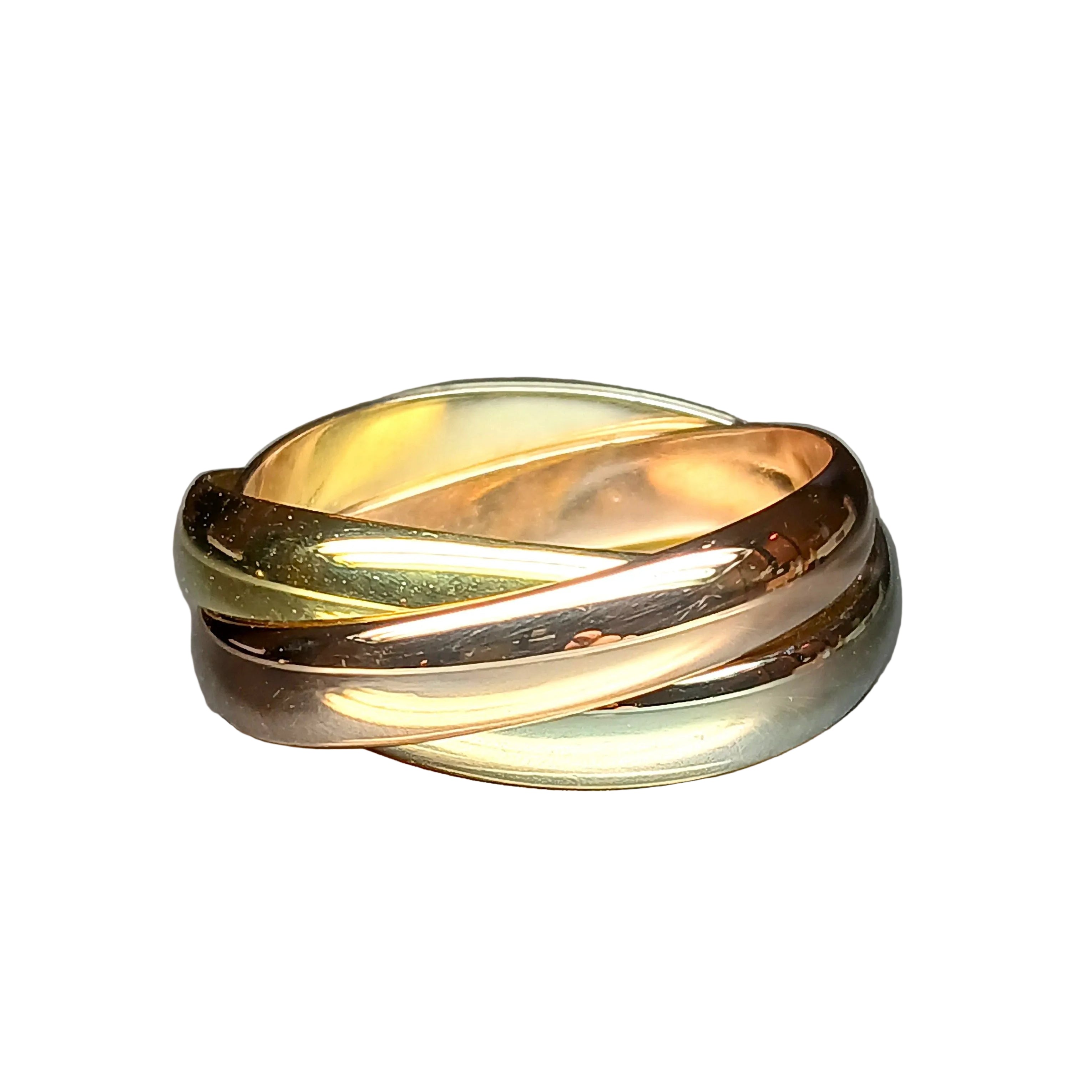 Bague trois ors en or blanc, or jaune et or rose