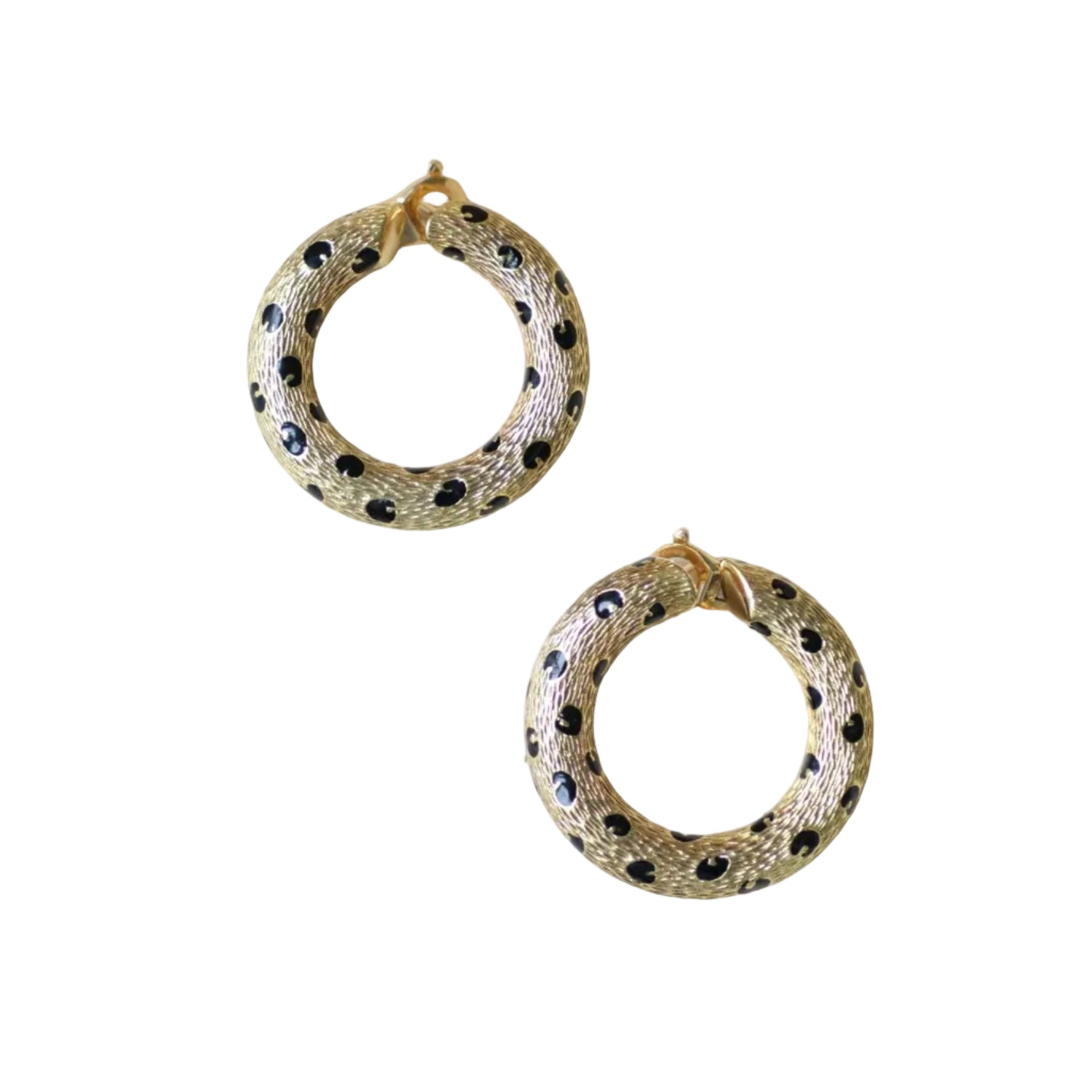 Boucles d'oreilles FRED Pattes de panthère créoles en or jaune et émail noir