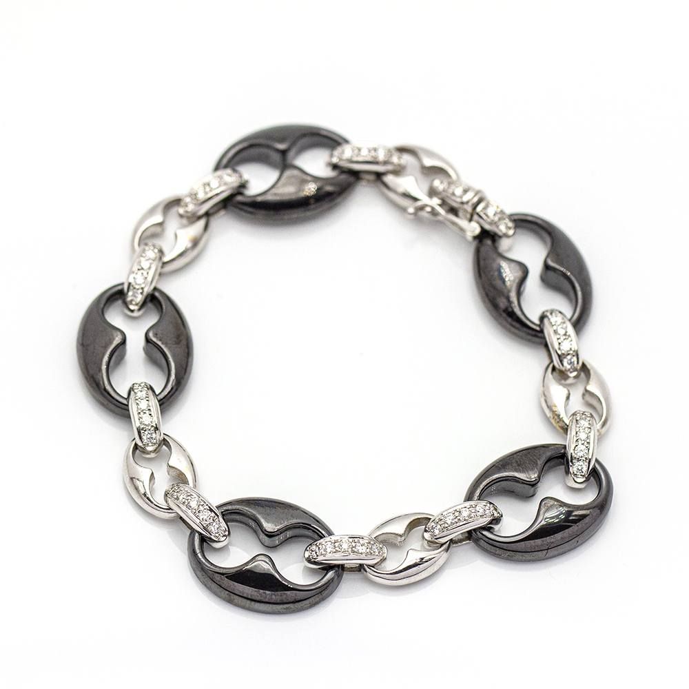 Bracelet en or et céramique noire avec diamants