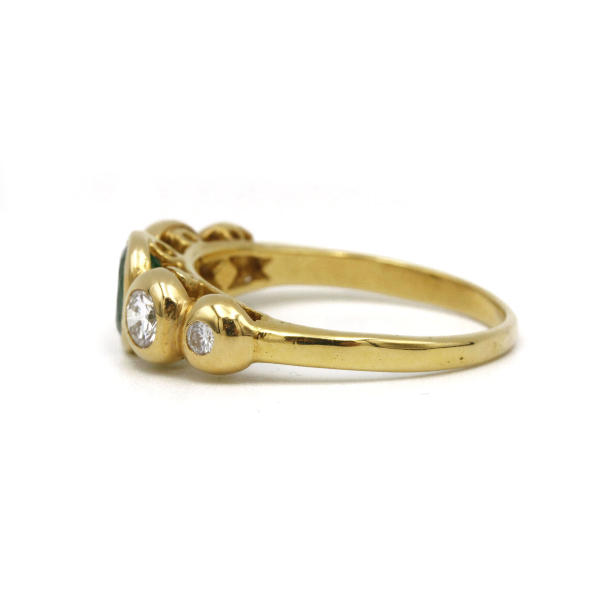 Bague - Or, Diamants Et Emeraude