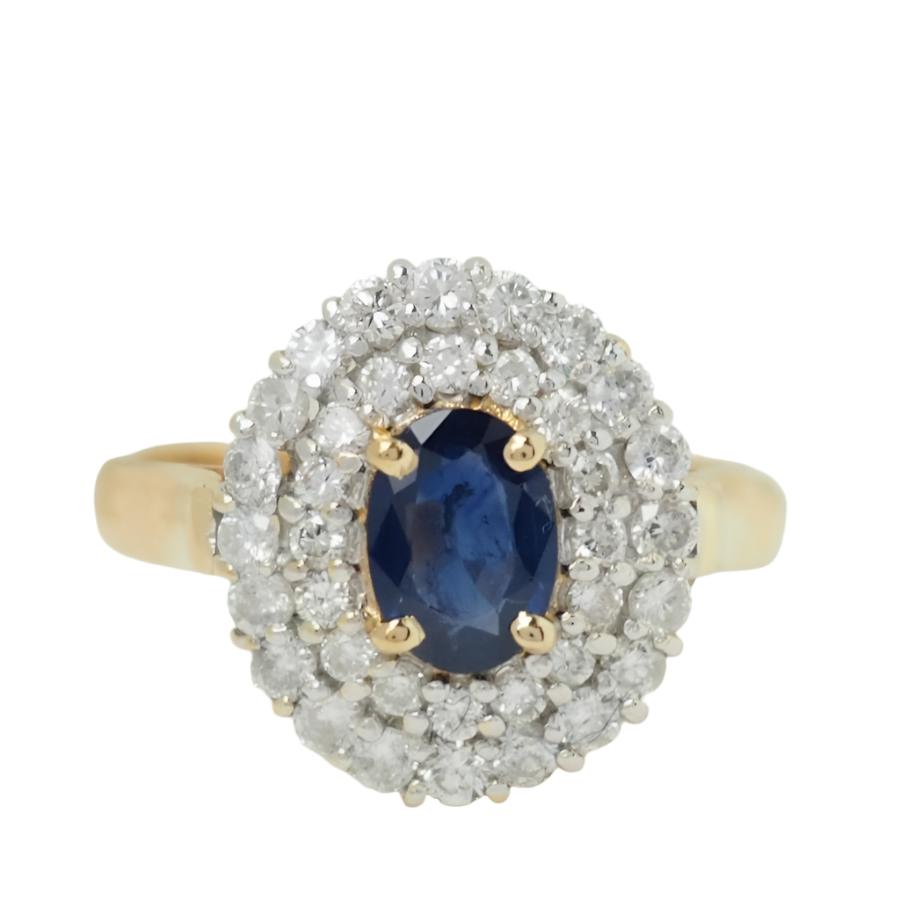 Bague Entourage en or jaune, saphir et diamants