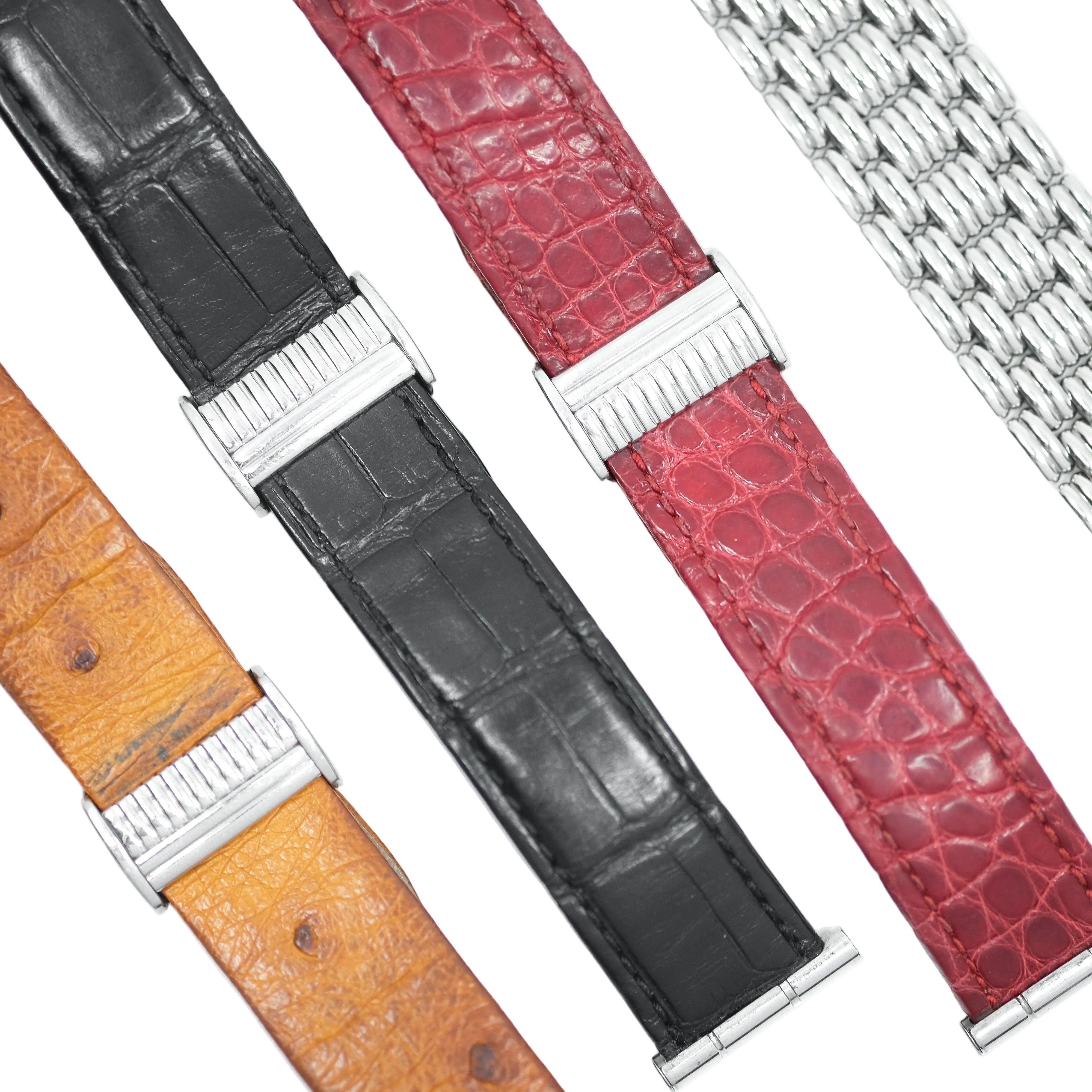 Montre BOUCHERON "Reflet" en acier, cuir et diamants