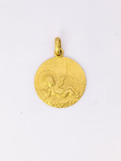 Pendentif religieux vintage Jésus nouveau né or jaune