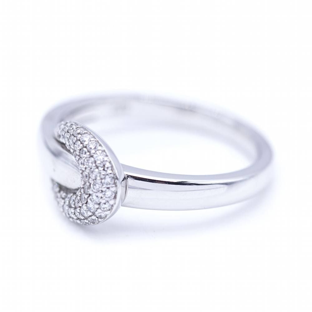 White gold Bangle Ring with Diamonds.