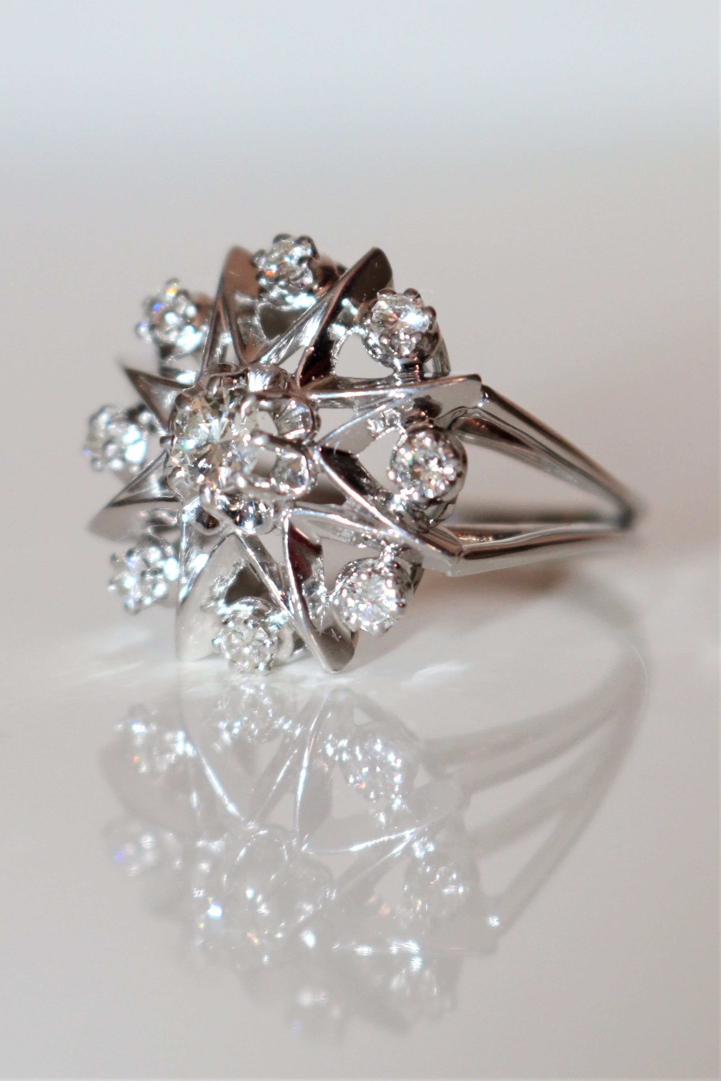 White Gold and Diamond Star Ring