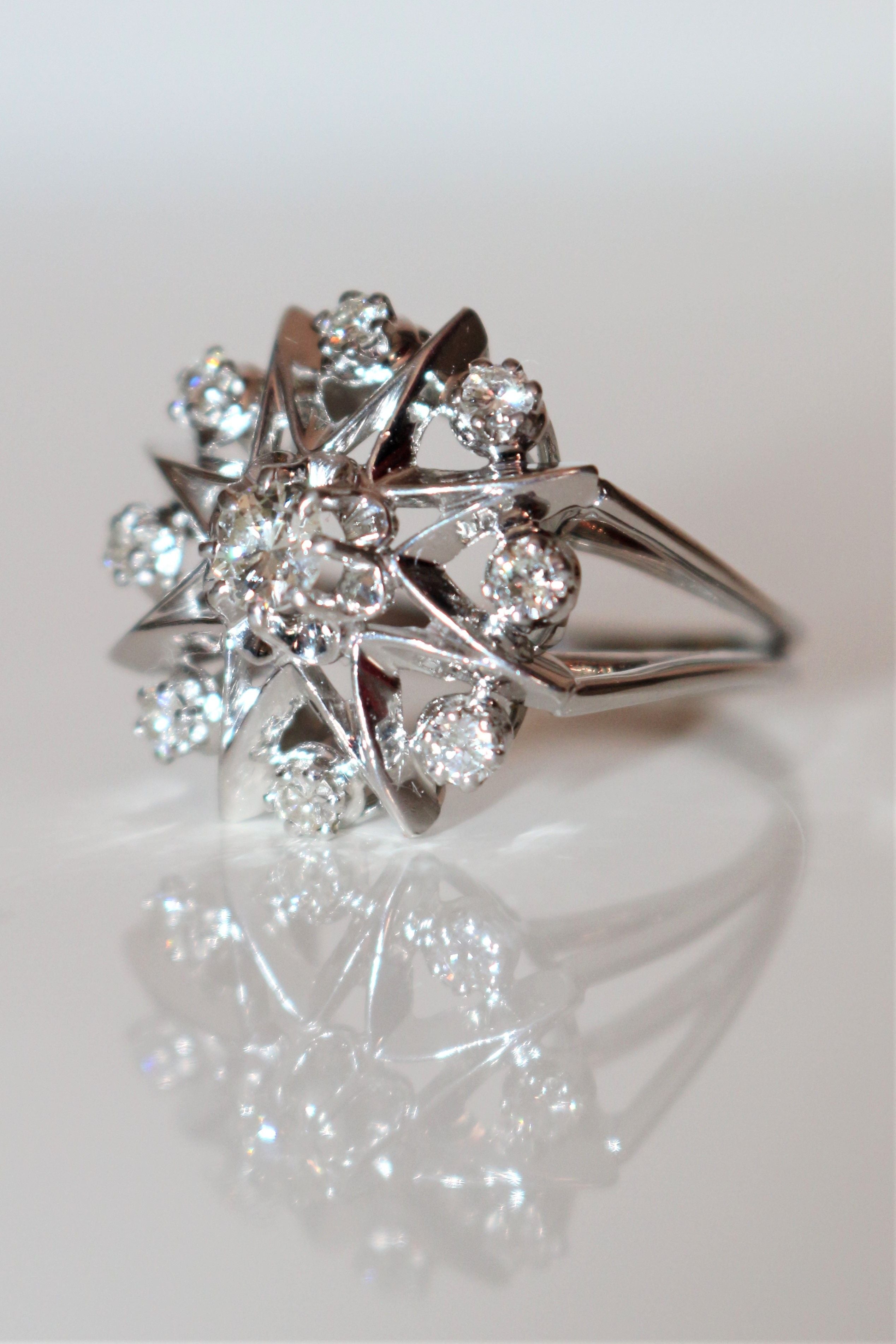 White Gold and Diamond Star Ring
