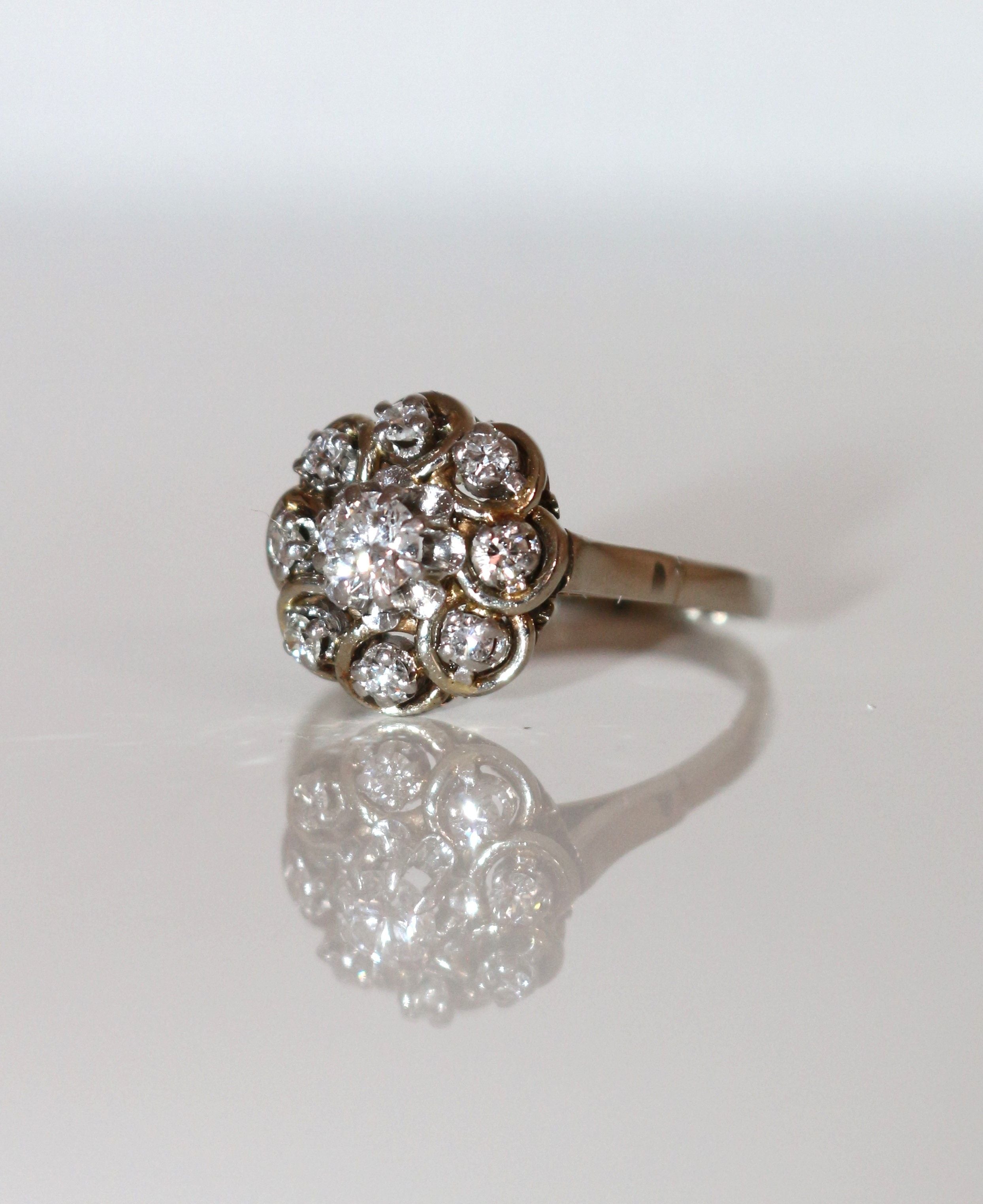 Bague Marguerite Diamants Or Blanc