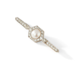Broche Barrette perle et diamants