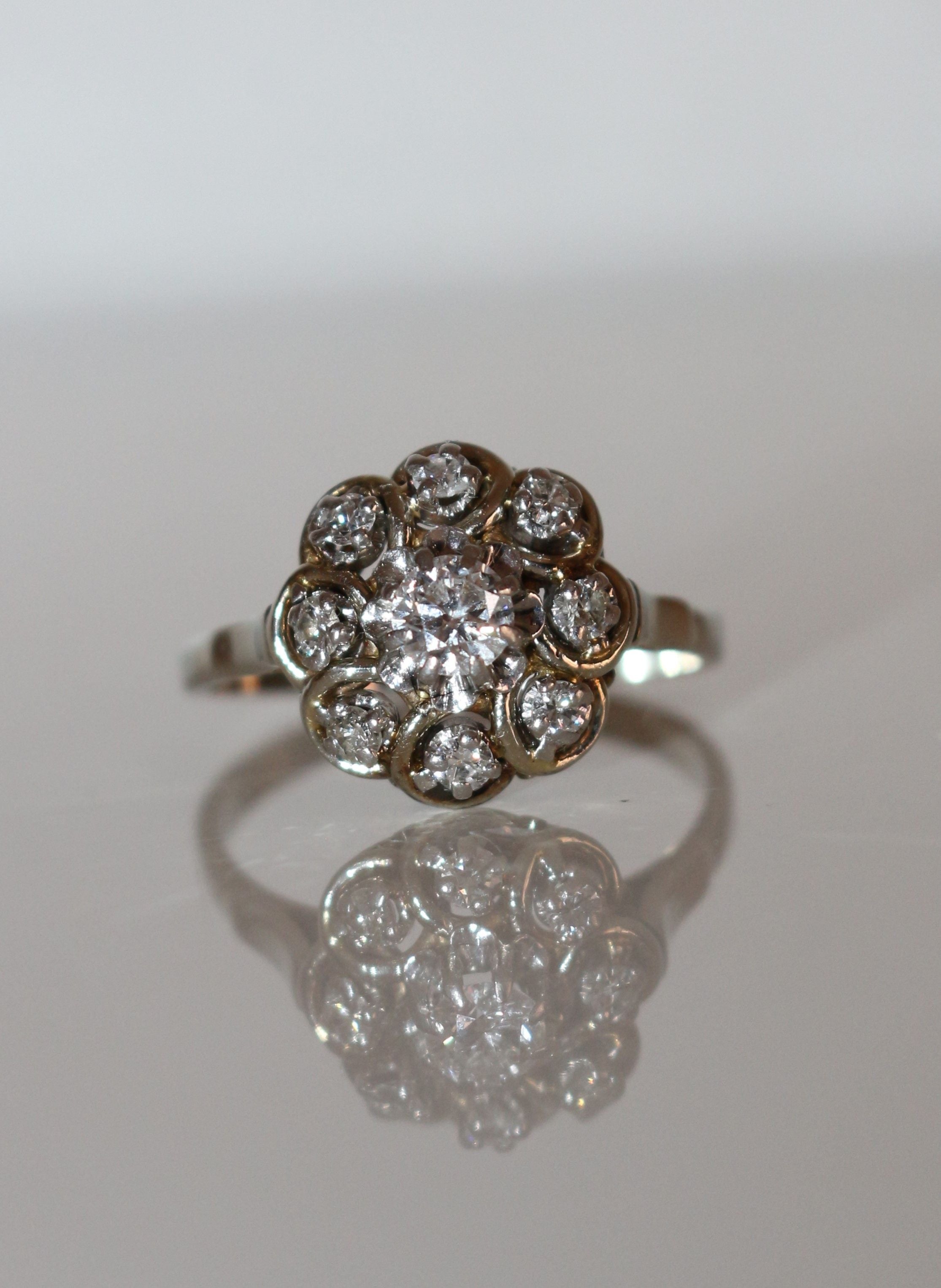Bague Marguerite Diamants Or Blanc