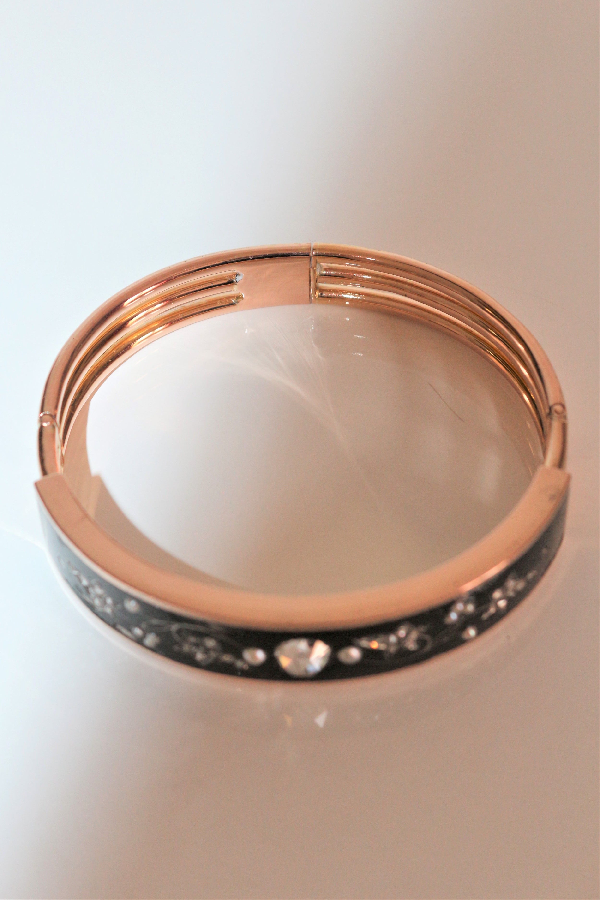 Napoleon III bracelet in pink gold and black enamel