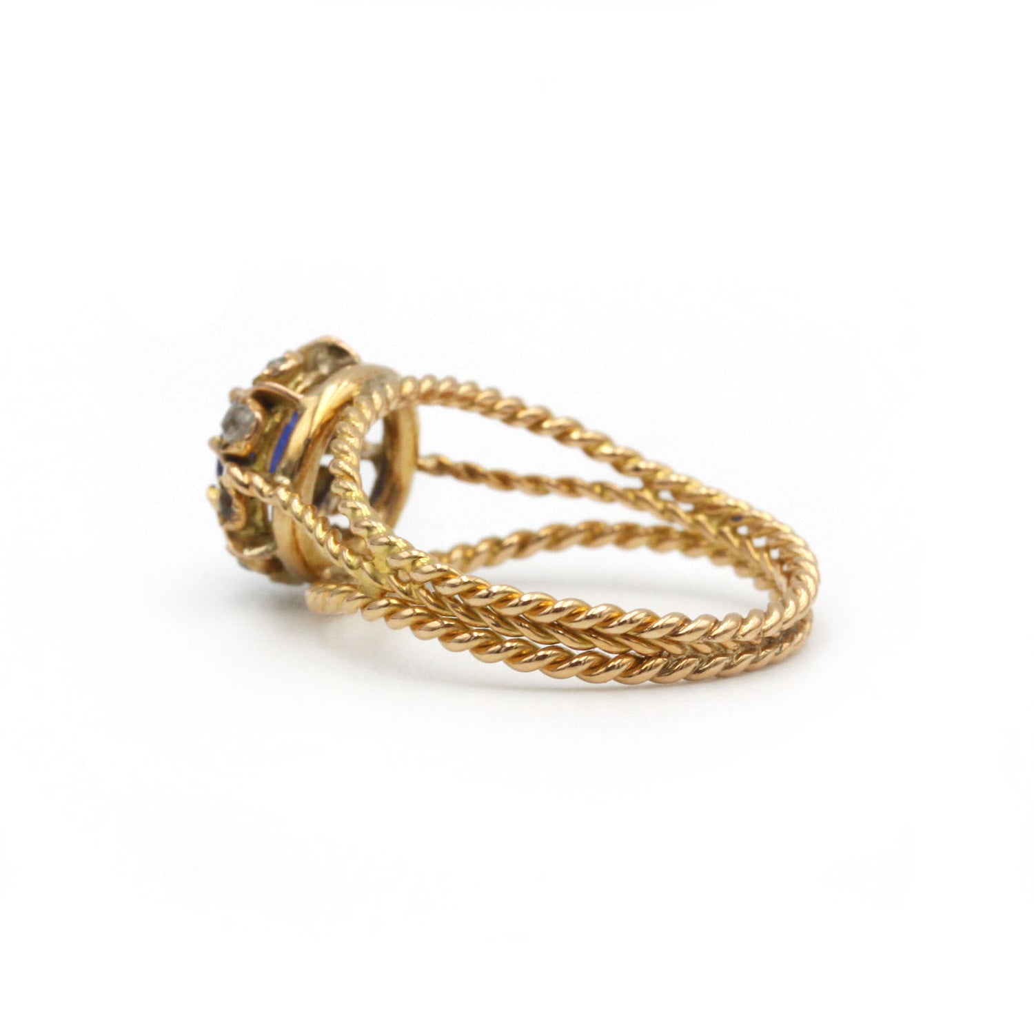 Ring Garter in yellow gold, sapphire and diamonds