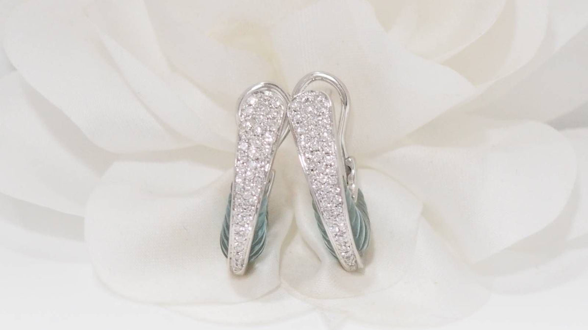 Boucles d'oreilles en or blanc aigues marines et diamants