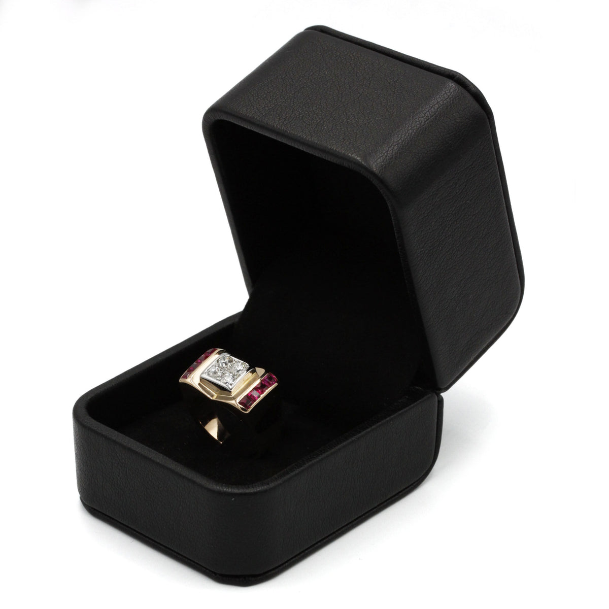 Ring TANK - Gold, diamonds and rubies