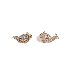 Earrings Sleepers in yellow gold, paltinium and diamonds