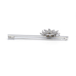 Broche fleur- Or, platine, perle et diamants