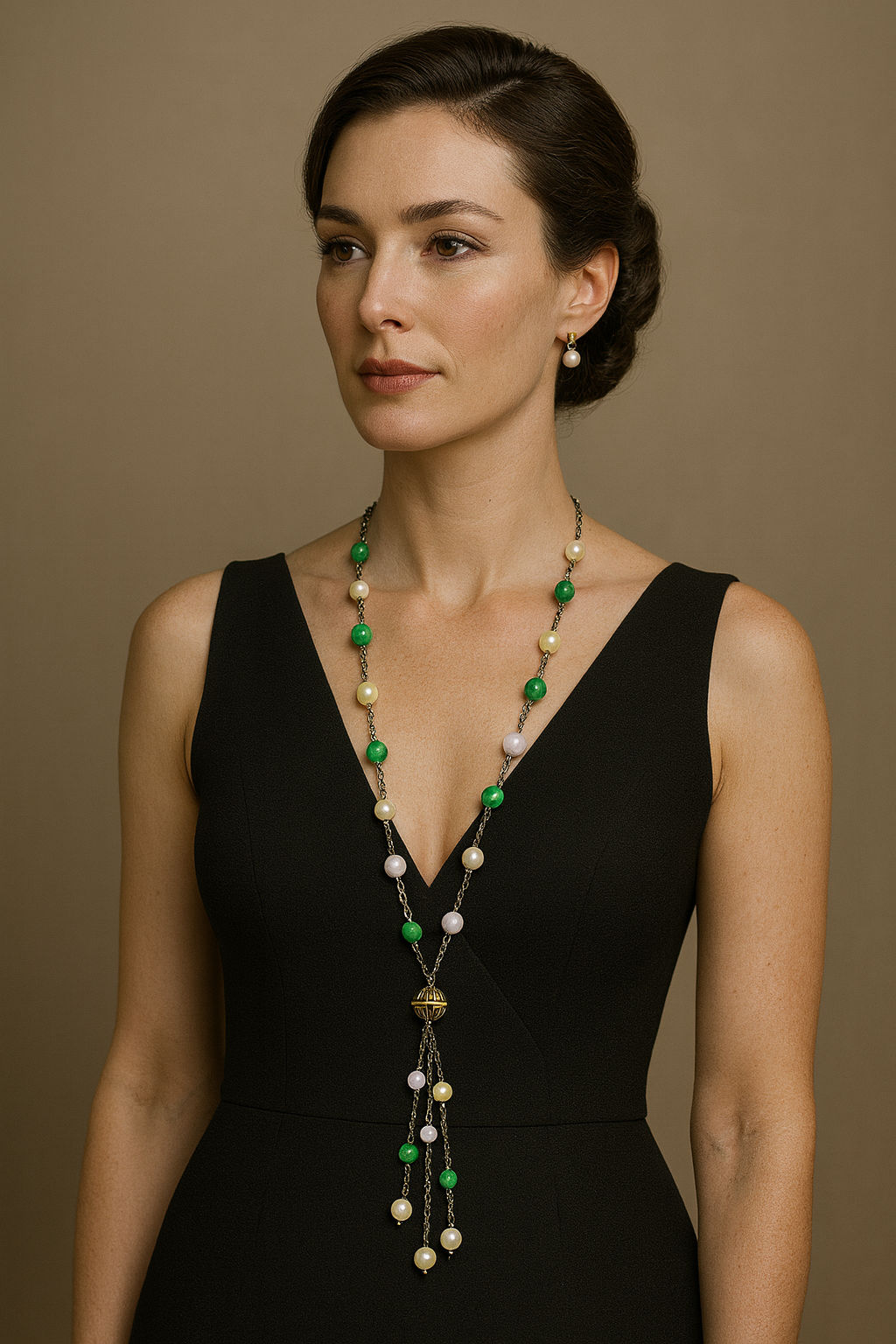 Vintage "Marseille-style" long necklace in white gold