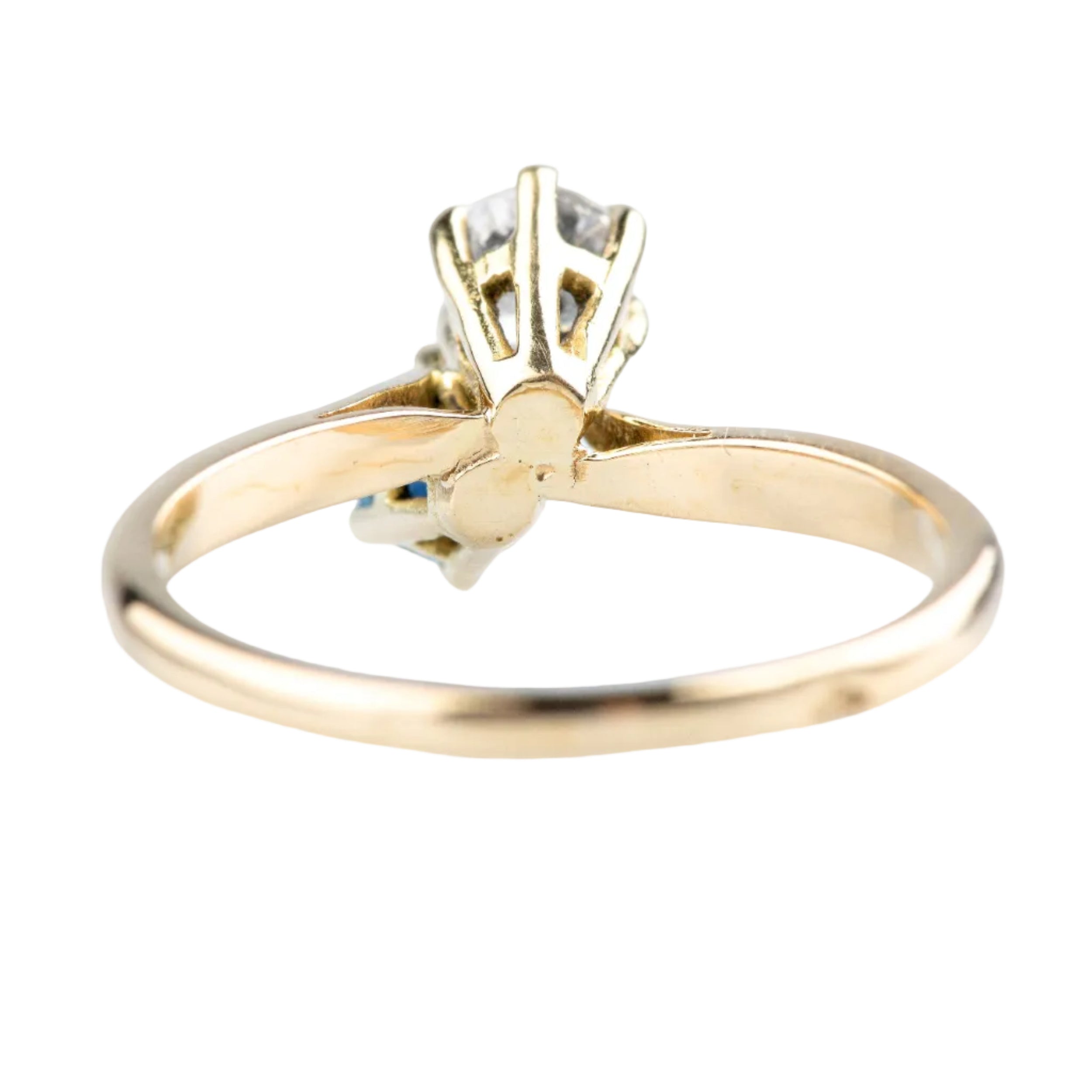 Bague Toi & Moi en or jaune, saphir et diamant