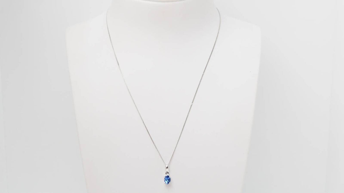 White gold, tanzanite and diamond necklace