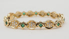 Bracelet en or jaune, émeraudes et diamants