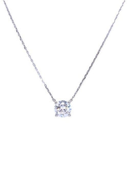 Collier diamant solitaire 1.05 carat en or blanc