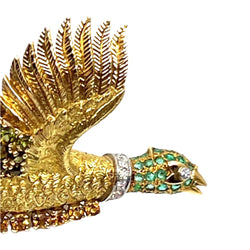 Georges Lenfant pour Hermes- Rare Broche Faisan or jaune