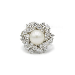 Bague - Platine, Diamants & Perle