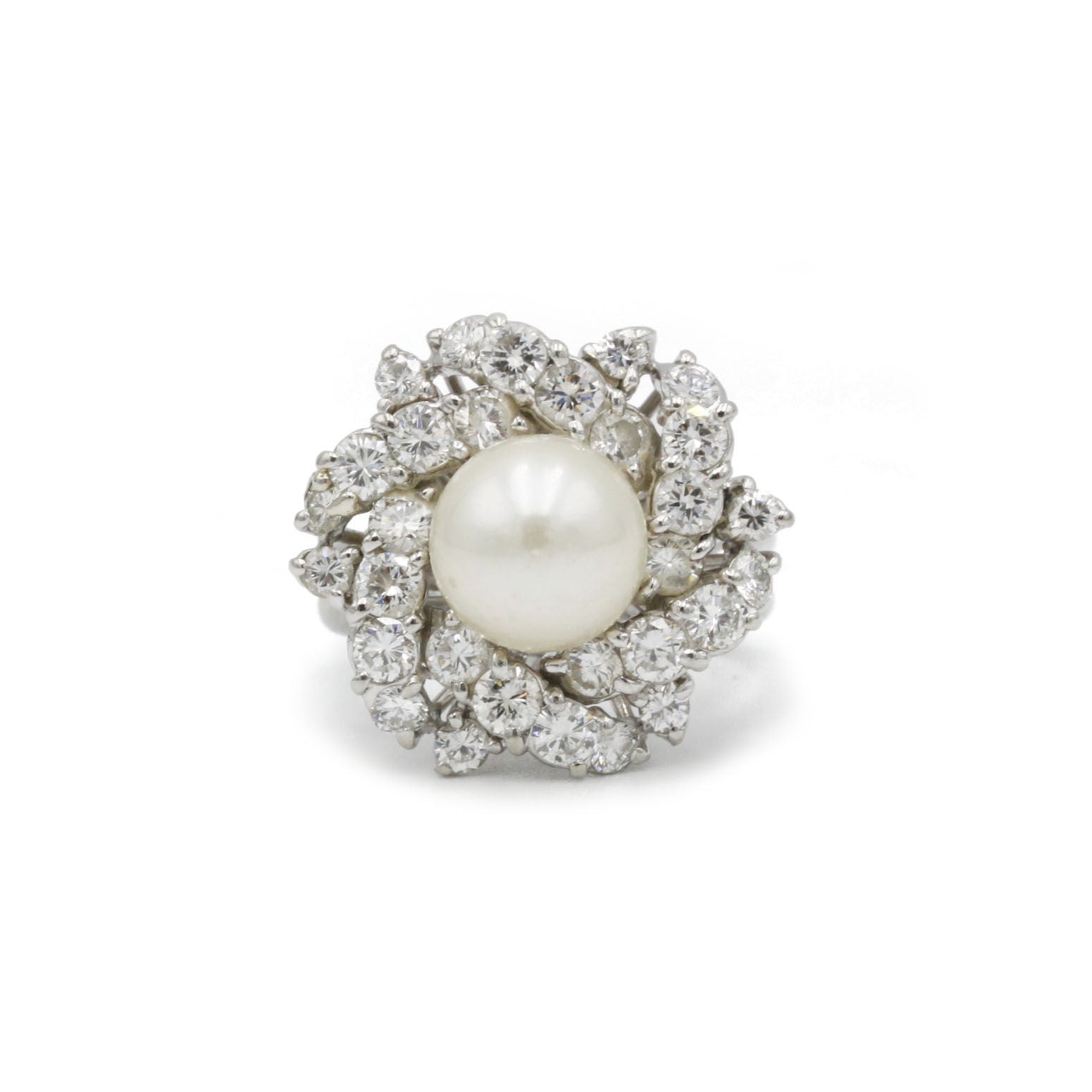 Bague - Platine, Diamants & Perle