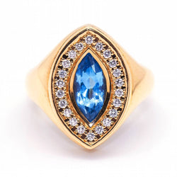 Bague marquise avec Topaze et Brillants