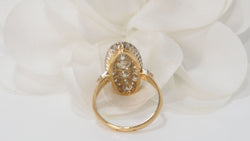 Marquise ring in two-tone gold and diamonds 