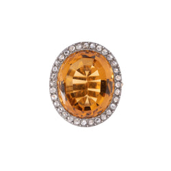 Bague Citrine Diamants Taille Rose en Or et Argent