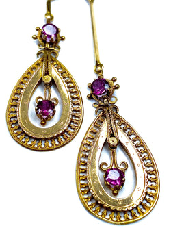 Collier bayadère en or 18 carats et grenats , époque fin 19 eme.