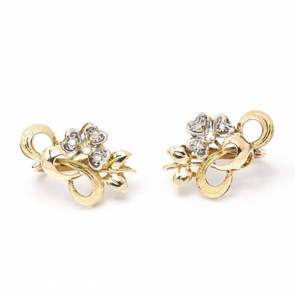 Boucles d'oreilles FLEUR NOUVEAU en or et platine