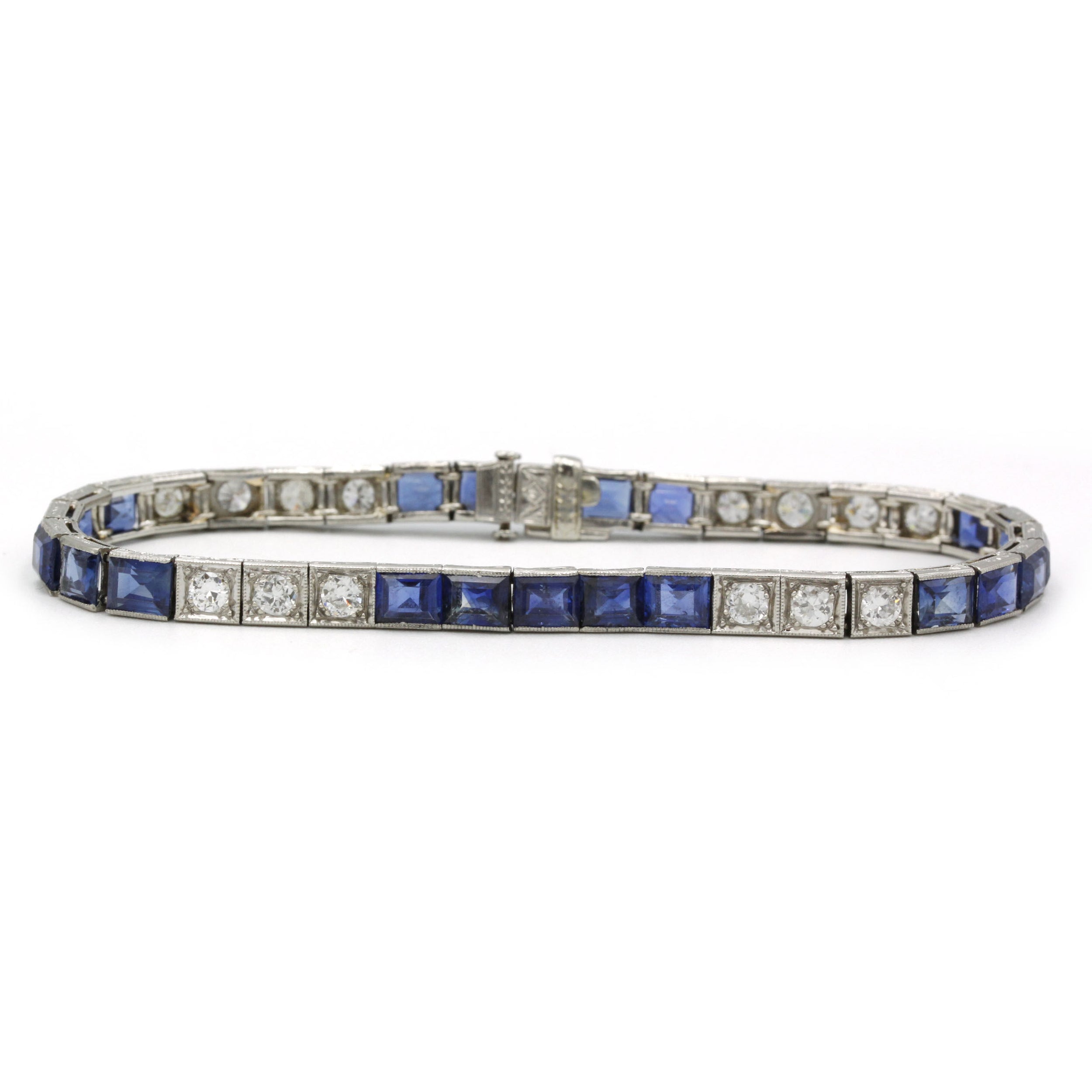 Bracelet - Platine, Saphirs & Diamants