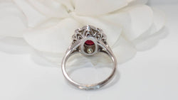 Entourage ring in white gold, rubies and diamonds 