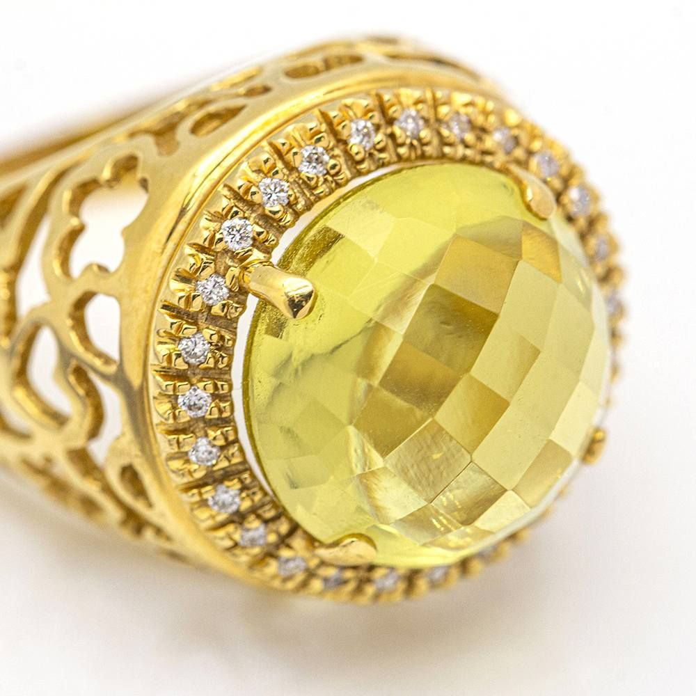 Bague en diamant et quartz citron