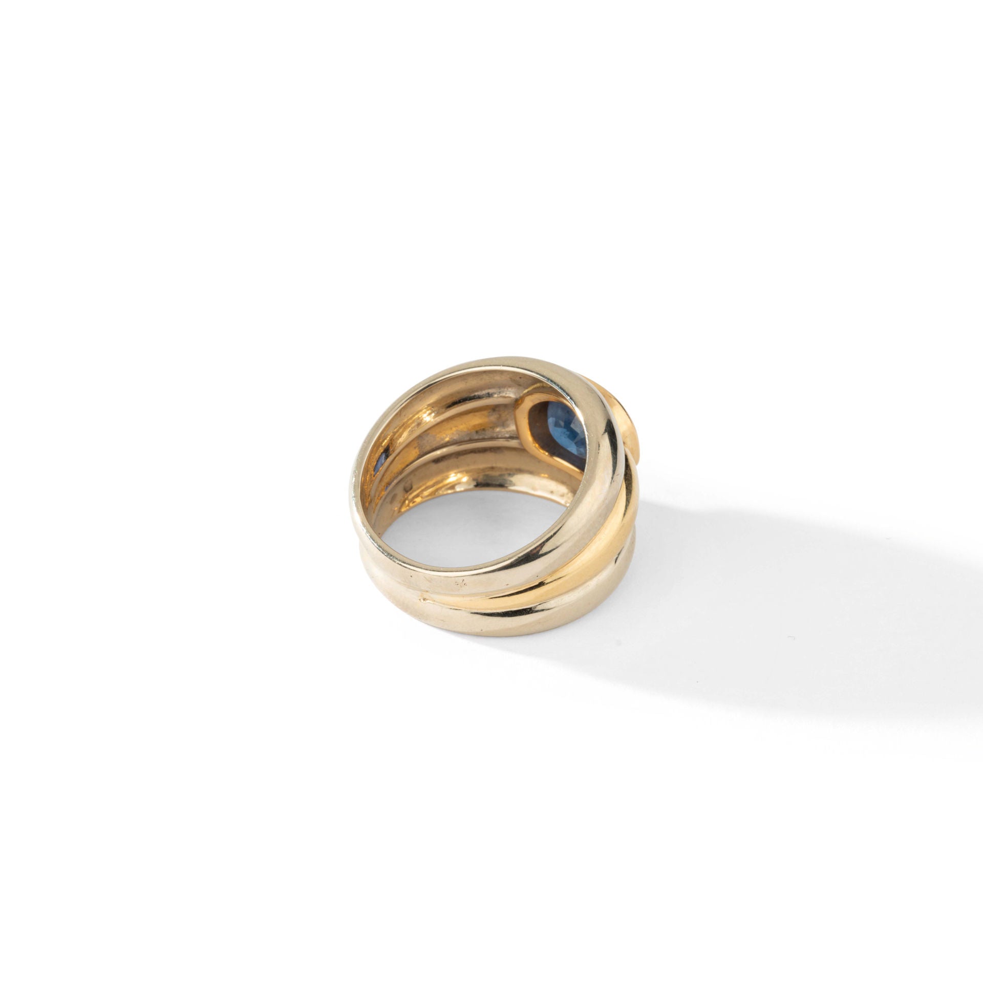 Bague Jonc en Or jaune et blanc et Saphir