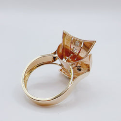 ANILLO IN GOLD AMARILLO ESTILO CHAVALLIER, WITH RUBIES AND DIAMANTES