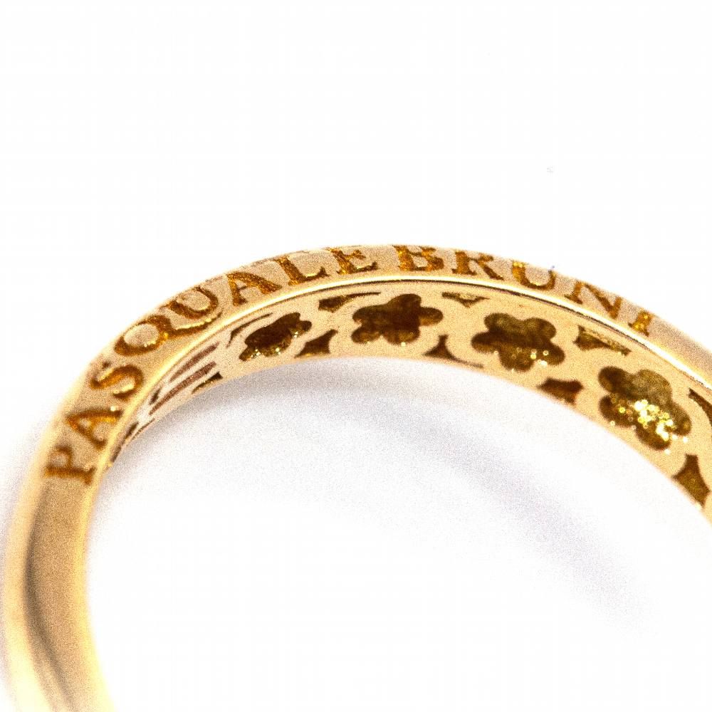 PASQUALE BRUNI White Flower Bangle Ring in Yellow gold and Quartz