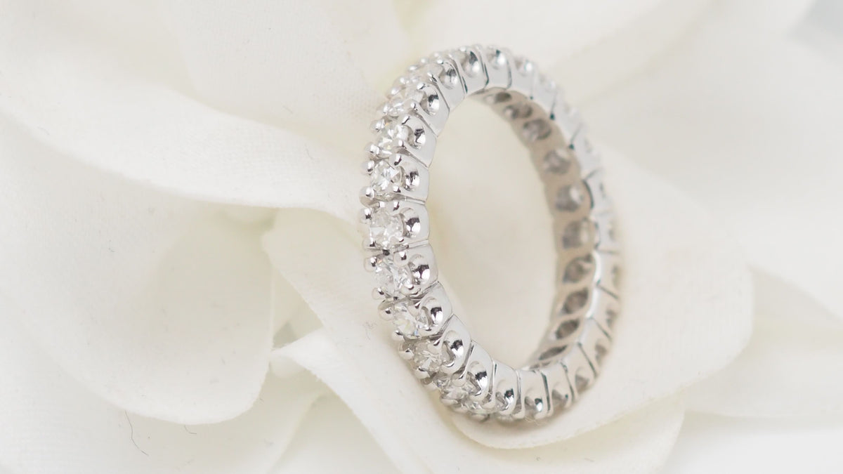 Full tour alliance ring in white gold and 1.20ct diamonds