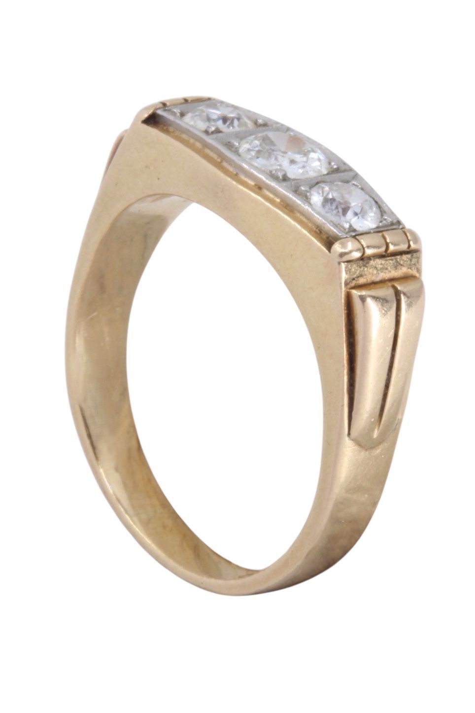 Bague jarretière Art-déco en or jaune et diamants