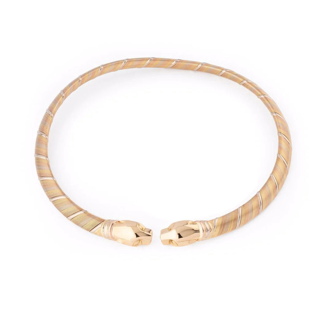CARTIER Torque necklace “Panther heads” in 3 golds 