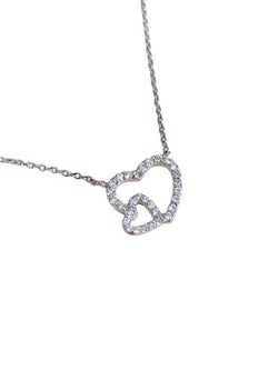Collier cœur, en or blanc 18k et diamants