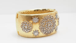 Bracelet manchette or bicolore et diamants