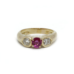 Bague - Or, Saphir rose Et Diamants