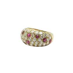 Bague Jonc en or jaune, rubis et diamants