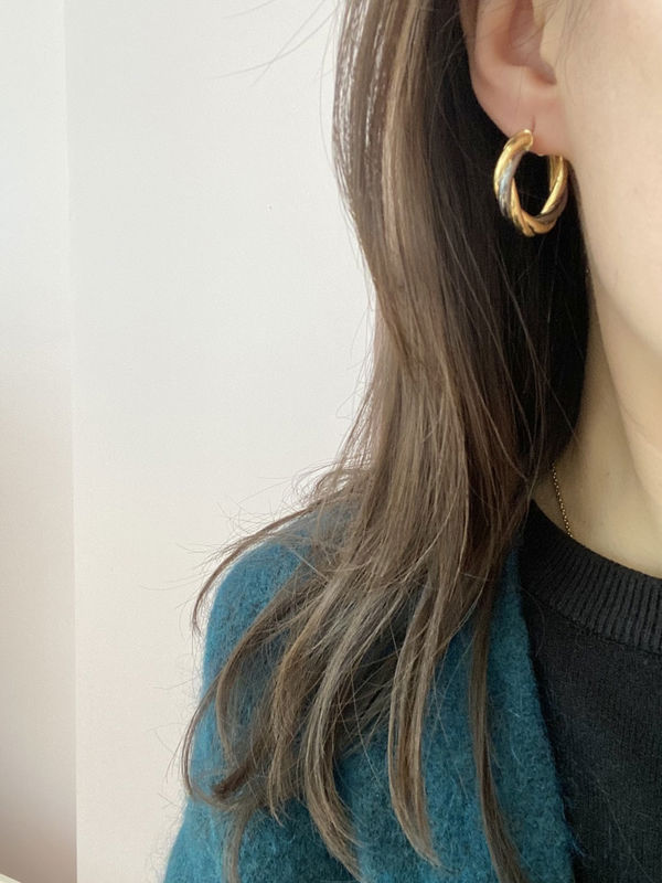 Earrings Creoles in yellow gold and black gold